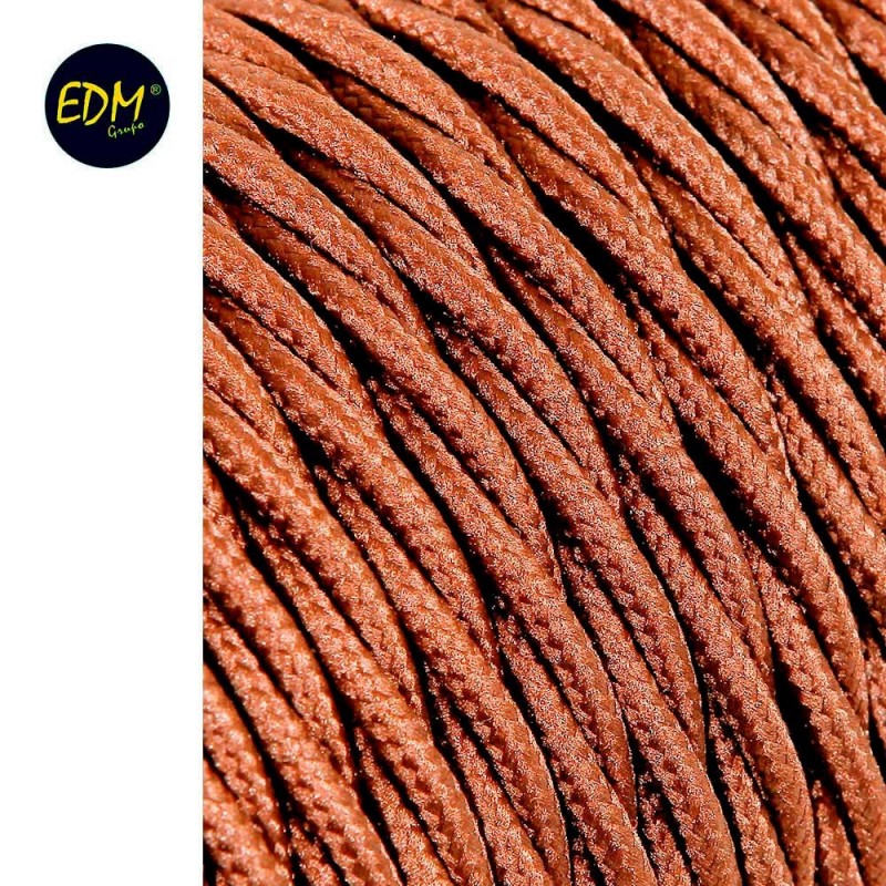 Cable textil trenzado 2x0,75mm 25mts c-20 marron seda  euro/mts